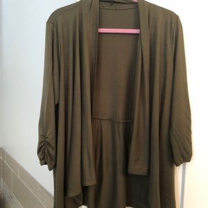 Olive green knit cardigan